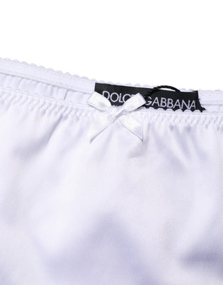 Weißer Seiden-Stretch-Mid-Waist-Slip Unterwäsche