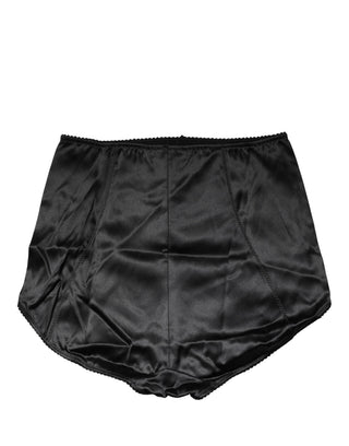 Schwarze Miederhose mit hohem Bund aus Seidenmischung