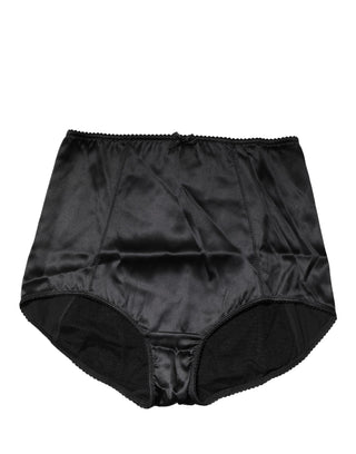 Schwarze Miederhose mit hohem Bund aus Seidenmischung