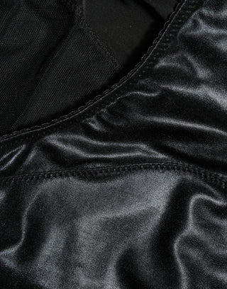 Schwarzer Miederhöschen aus Seidenmischung mit hoher Taille