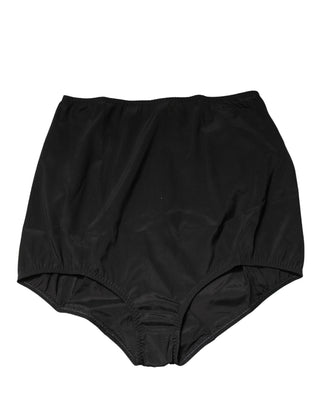 Schwarze Seidenmischung Taillenhoher Miederhöschen