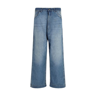 Jeans de algodón azul de corte relajado  