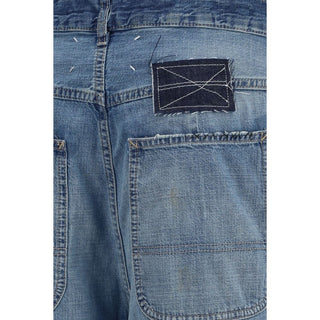 Jeans de algodón azul de corte relajado  