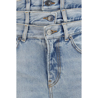 Blue Cotton Flared Jeans