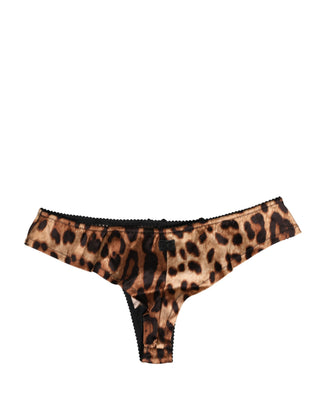 Schwarze braune Leoparden-Mid-Waist-Slip-Unterwäsche
