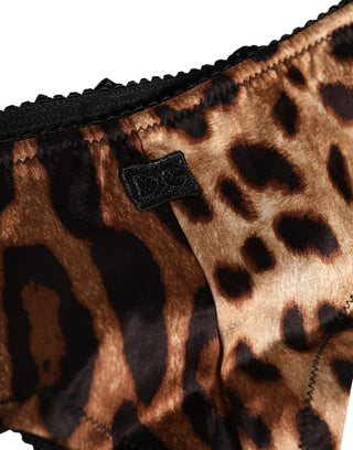 Schwarze braune Leoparden-Mid-Waist-Slip-Unterwäsche