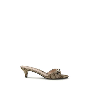 Beige Fabric Stiletto Heel Sandals