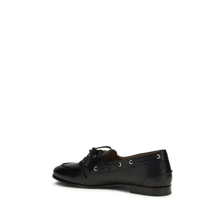 Schwarze Slip-On-Loafer aus Büffelleder