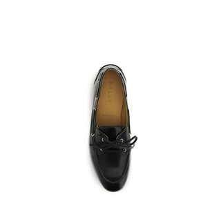 Schwarze Slip-On-Loafer aus Büffelleder