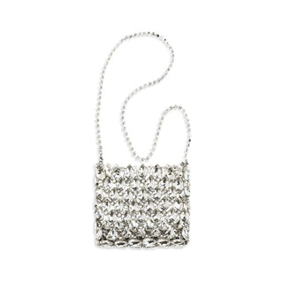 Silver Polyester Shoulder Bag