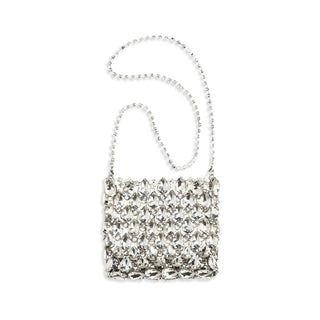 Silver Polyester Shoulder Bag