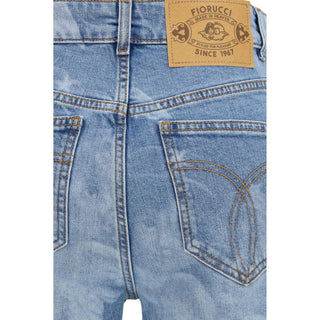 Blue Cotton Flared Jeans