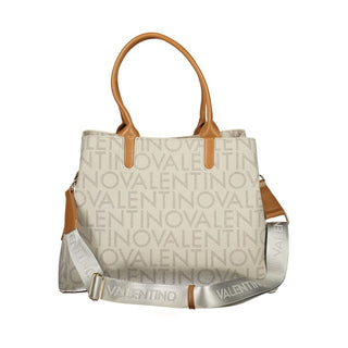 Beige Polyurethane Womens Bag