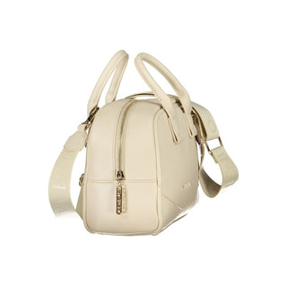 Beige Polyurethane Women Bag