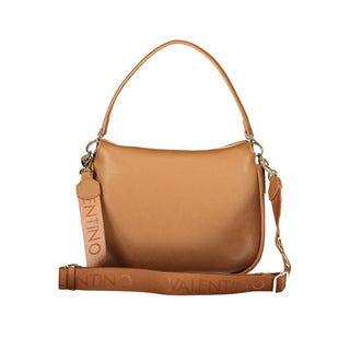 Brown Polyurethane Women's Bag with Removable Shoulder Strap