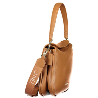 Brown Polyurethane Women's Bag with Removable Shoulder Strap