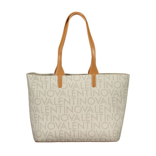 Beige Polyurethane Womens Bag