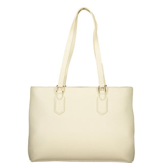 Bolso de hombro beige de poliuretano para mujer con bolsillo interno