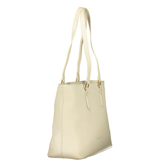 Bolso de hombro beige de poliuretano para mujer con bolsillo interno