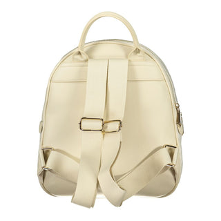 Mochila beige de poliuretano para mujer con correas ajustables