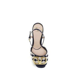 Blue Calf Leather Bos Taurus Platform Sandals