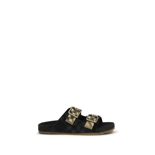 Black Calf Leather Bos Taurus Strap-On Sandals