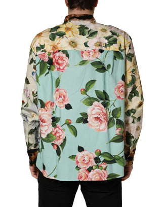 Mehrfarbiges Hemd mit Blumen- und Animal-Print und Kragen
