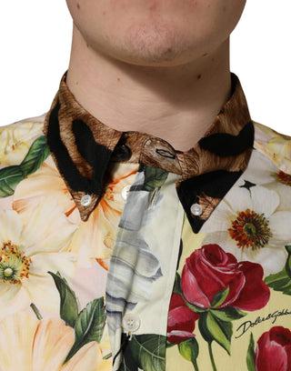 Mehrfarbiges Hemd mit Blumen- und Animal-Print und Kragen