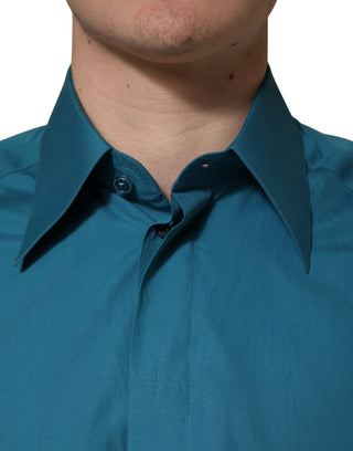 Blaues SARTORIA Langarm-Baumwollkleidhemd