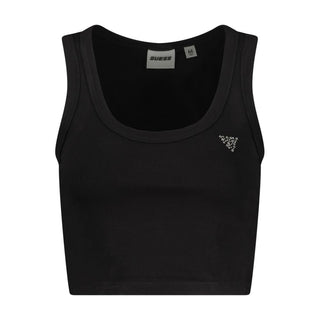 Camiseta sin mangas de viscosa negra para mujer