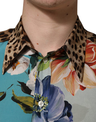 Multicolor Floral Animal Print Collared Shirt