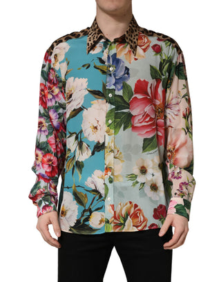 Multicolor Floral Animal Print Collared Shirt