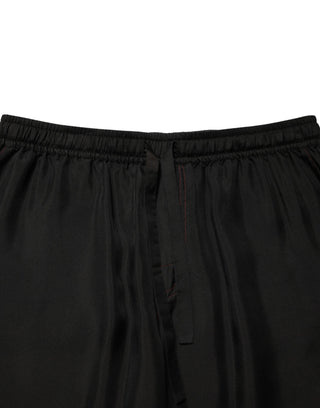 Schwarze Bermuda-Shorts aus Seide mit Kordelzug für Herren