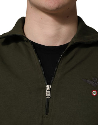 MilitaryGreen HalfZip Sweatshirt Sweater