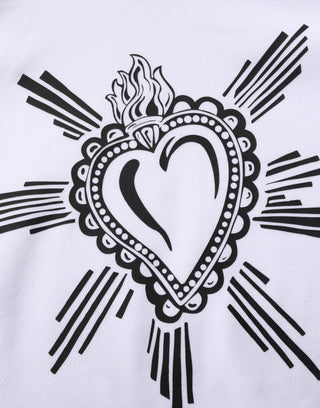 Sudadera con capucha blanca con Sagrado Corazón  