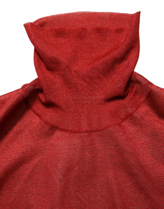 Suéter rojo de manga larga con cuello alto