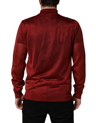 Suéter rojo de manga larga con cuello alto