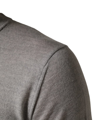 Gray Long Sleeves Crew Neck Pullover Sweater