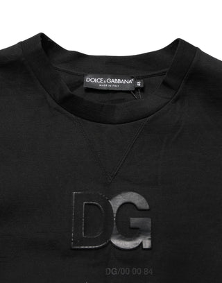 Suéter negro de algodón para hombre con cuello redondo DG