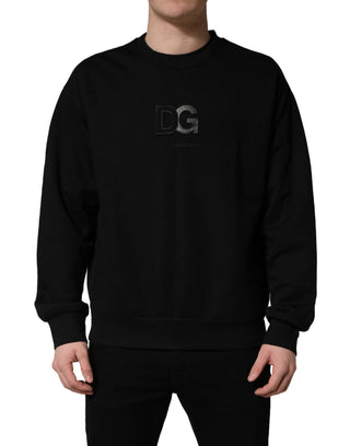 Suéter negro de algodón para hombre con cuello redondo DG