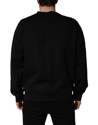 Suéter negro de algodón para hombre con cuello redondo DG