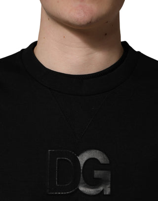 Suéter negro de algodón para hombre con cuello redondo DG