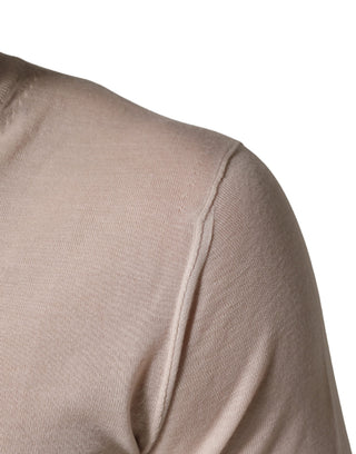 Beiger Kaschmir-V-Ausschnitt Herren Pullover