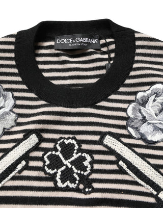 Multicolor Cashmere Striped CrewNeck Sweater