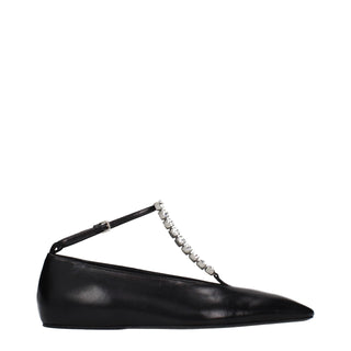 Schwarze Leder-Ballerinas