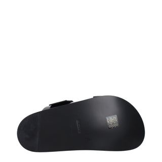 Black Leather Slippers
