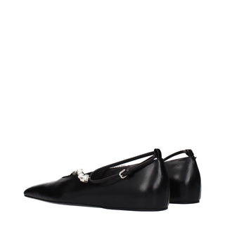 Schwarze Leder-Ballerinas