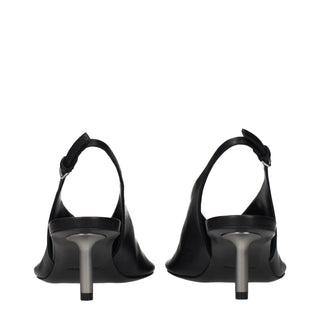 Black Leather High Heel Pumps