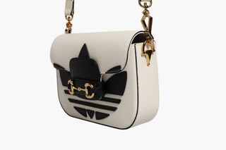 Gucci x Adidas Horsebit 1955 Weiß Schwarz Kalbsleder Umhängetasche