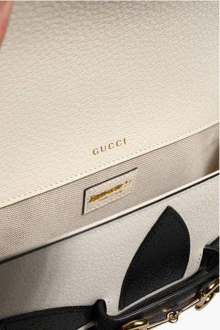 Gucci x Adidas Horsebit 1955 Weiß Schwarz Kalbsleder Umhängetasche